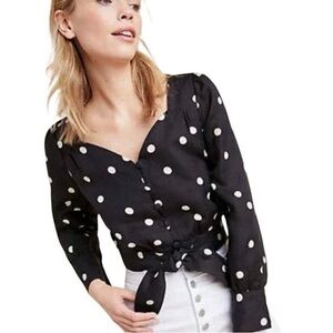 Moon River Black and White Polka Dot Blouse
